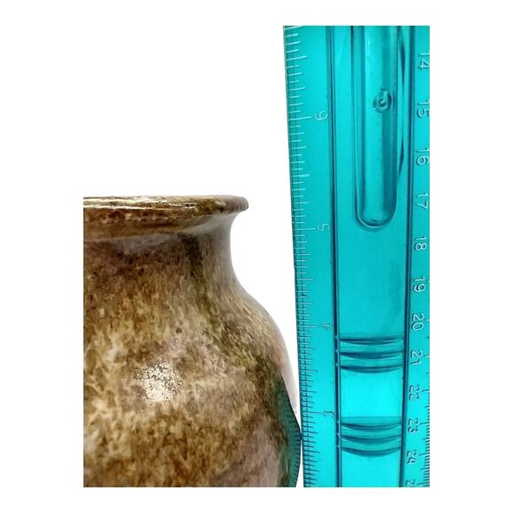 Signed Vintage Studio Art Stoneware Pottery Drip Glaze Vase – 5.5" Earth Tones - Picture 9 of 10